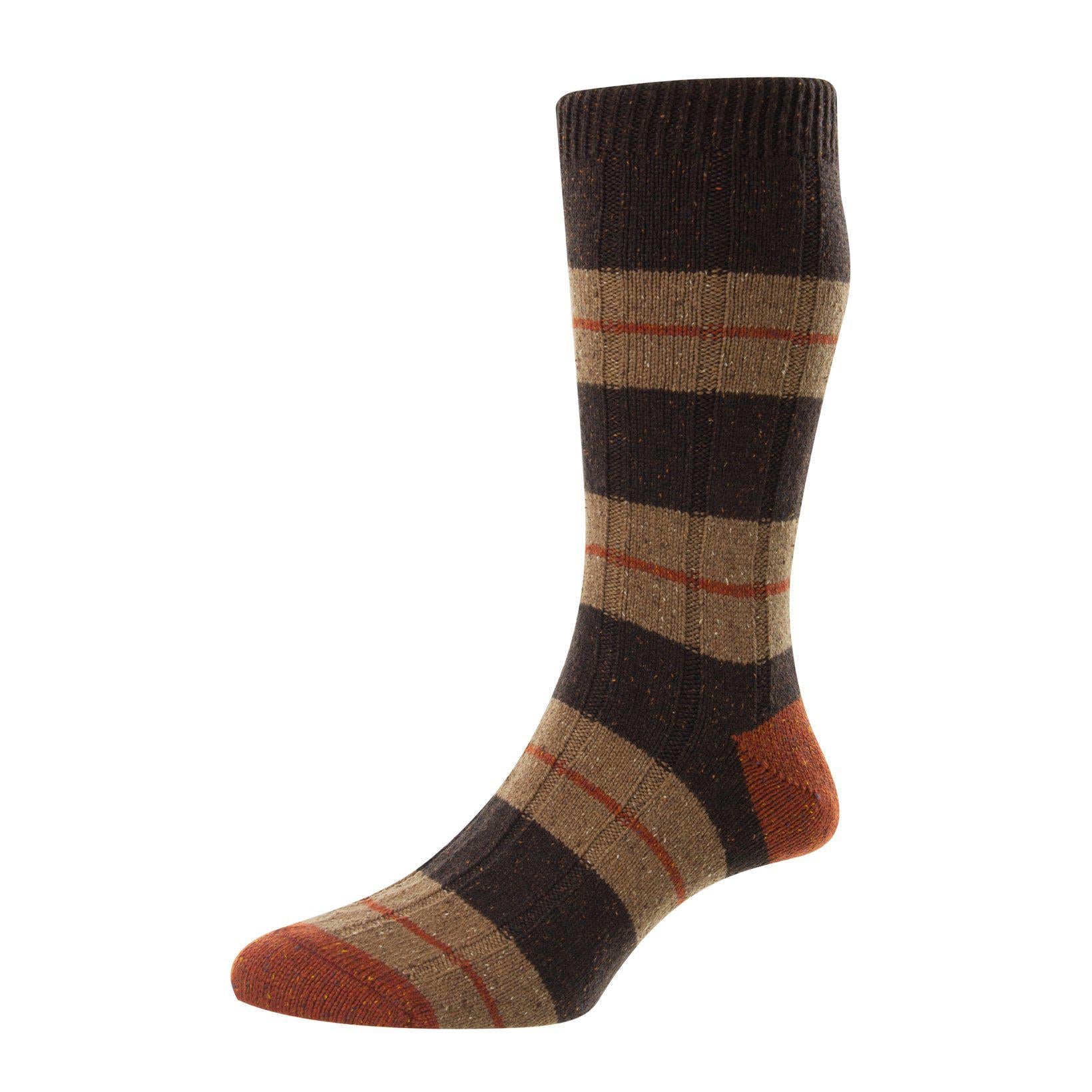 Bayfield - 10x1 Rippe mit 3 Farbstreifen Wolle Socke für Herren-Scott Nichol-Conrad Hasselbach Shoes & Garment